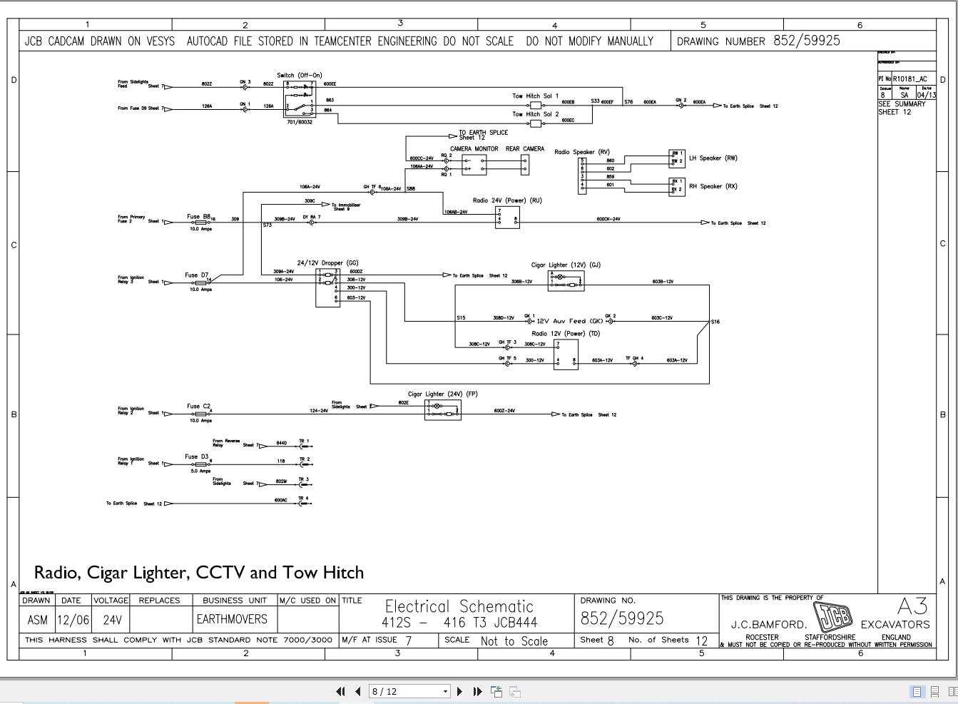 JCB Wheel Loader 412S T3 2007 2015 Electrical Diagram (2)
