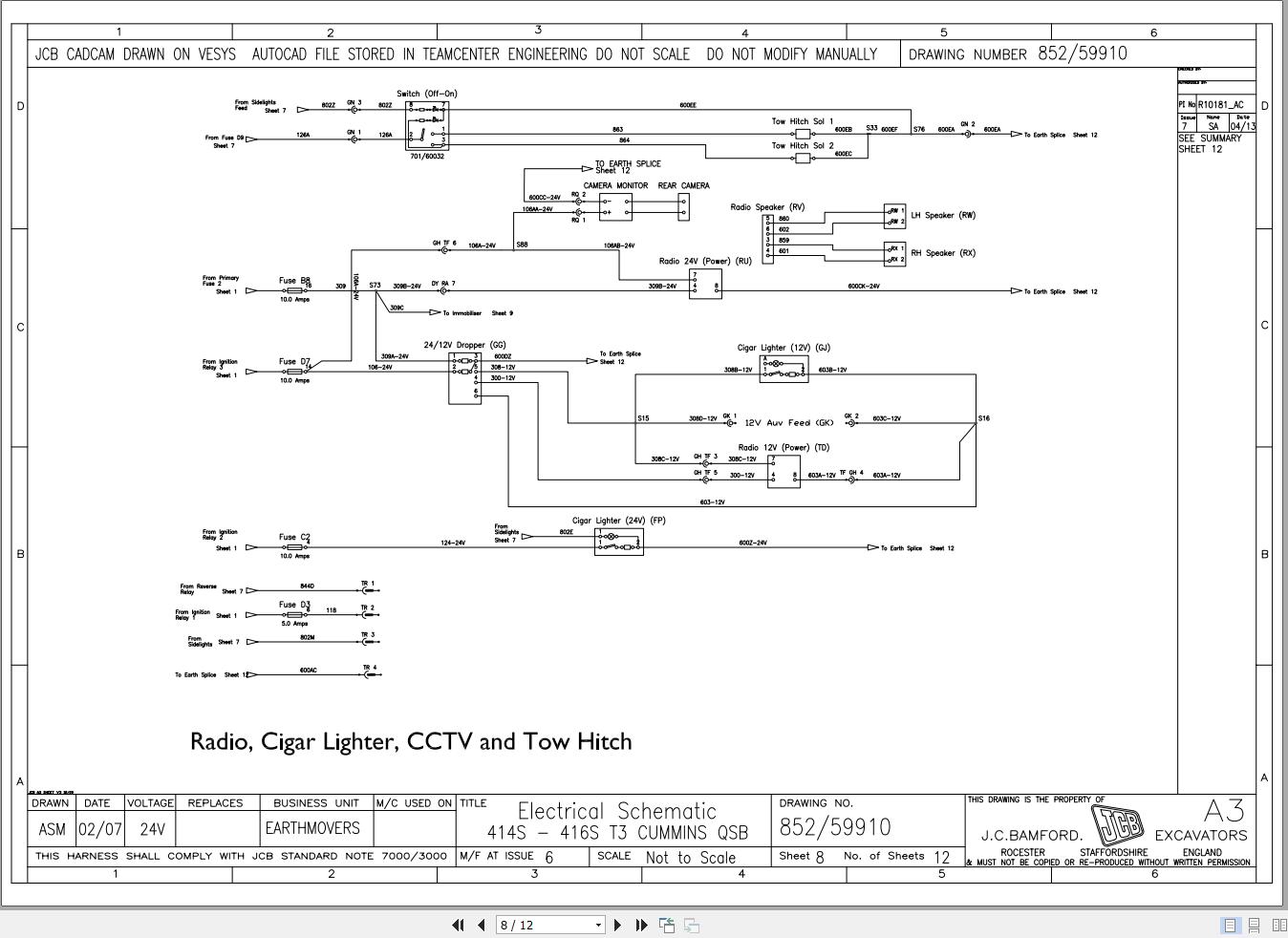 JCB Wheel Loader 414S T3 2006 2013 Electrical Diagram (2)