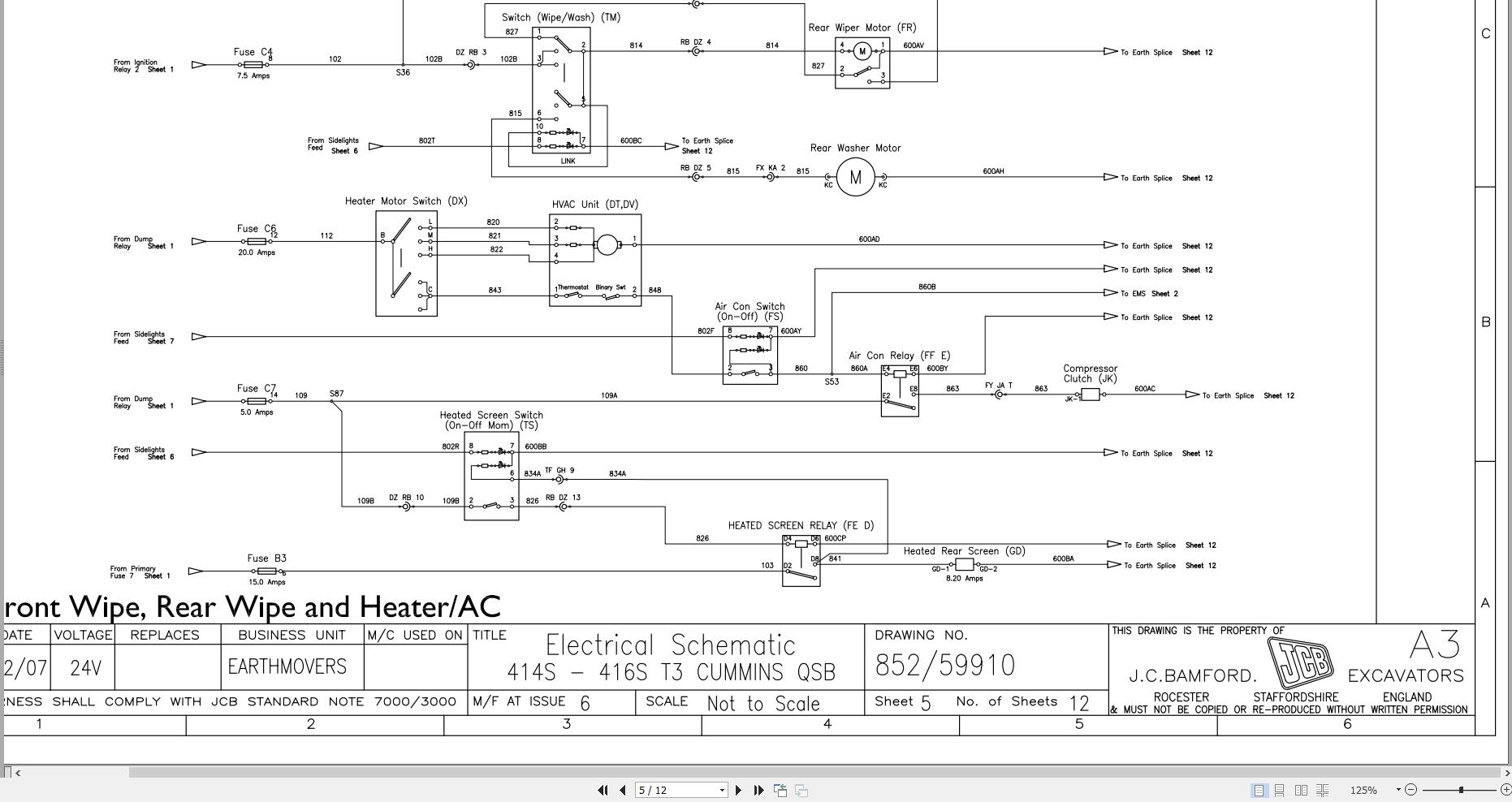 JCB Wheel Loader 416 T3 2007 2015 Electrical Diagram (2)