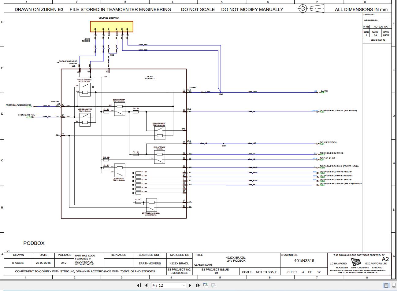 JCB Wheel Loader 422ZX T2 T3 S0R 2014 2025 Electrical Diagram (1)