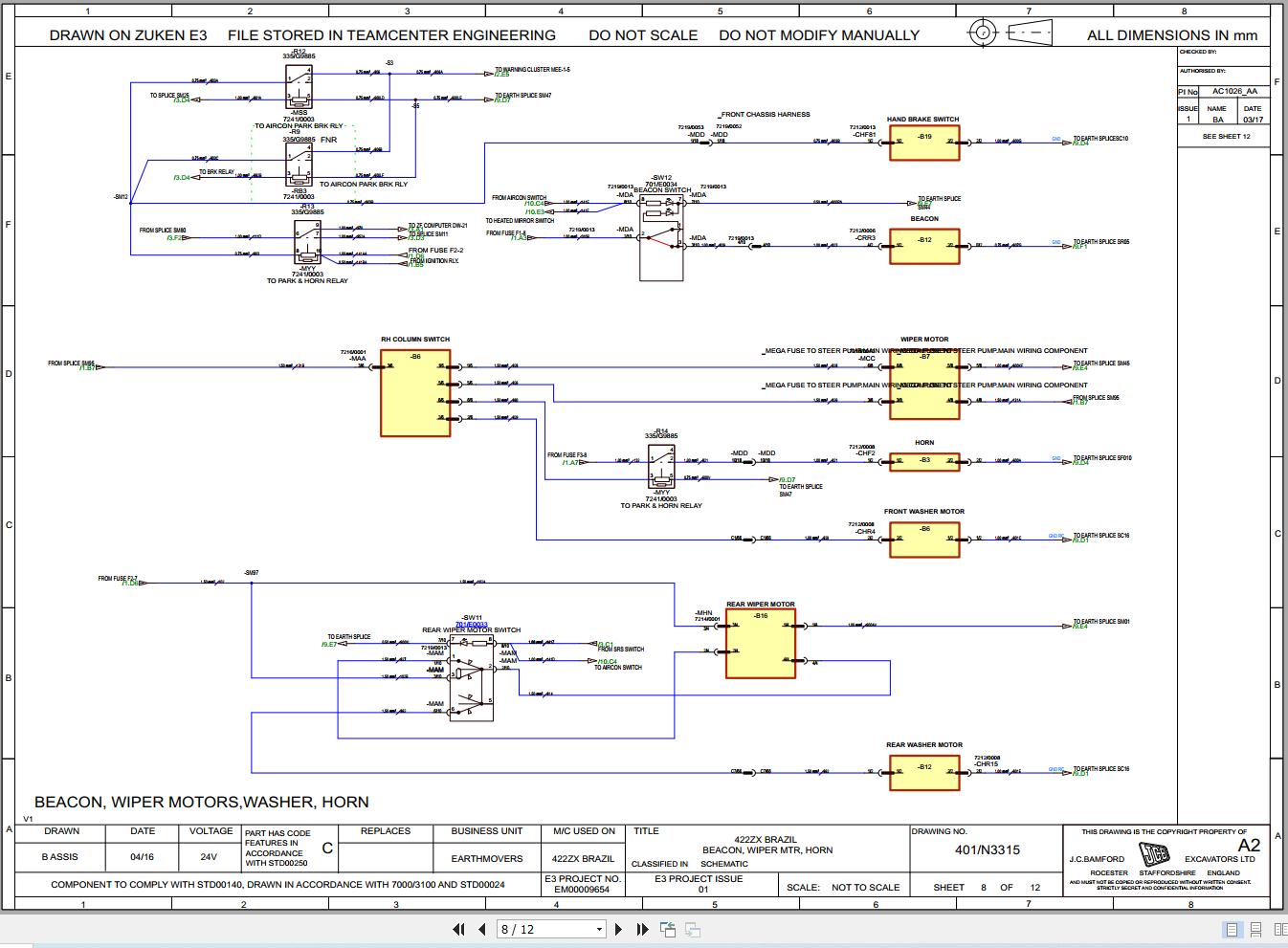 JCB Wheel Loader 422ZX T2 T3 S0R 2014 2025 Electrical Diagram (2)