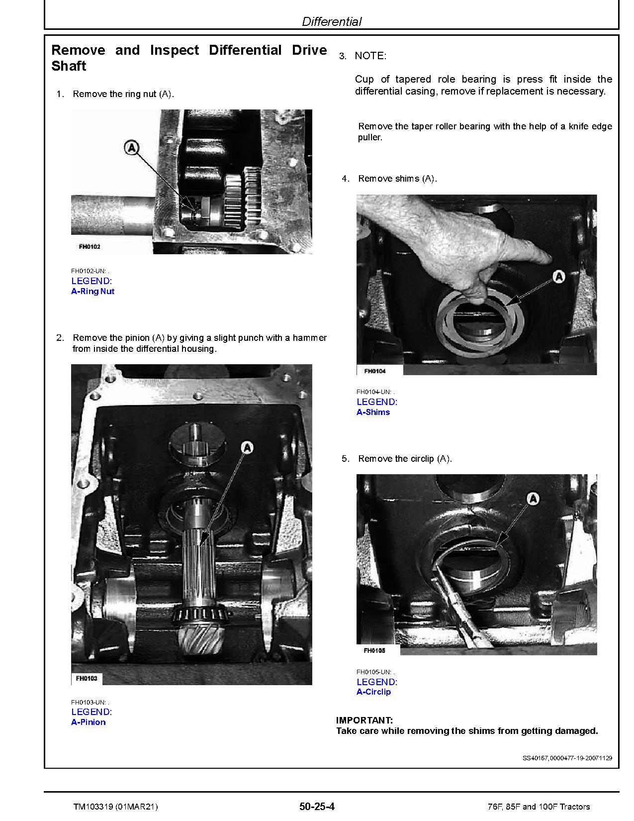John Deere 100F 76F 85F Orchard Vineyard Tractors Technical Manual TM103319 (3)