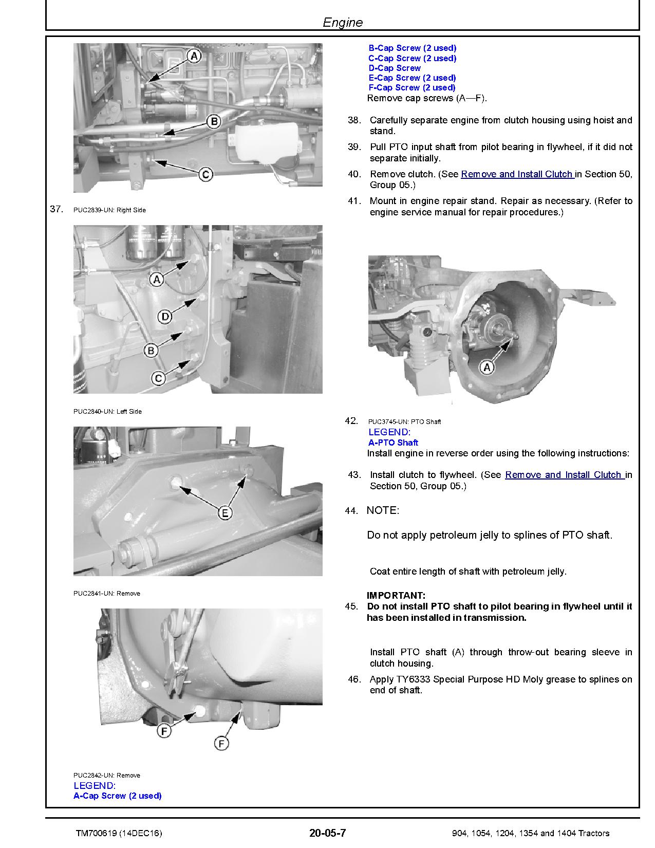 John Deere 1054 1204 1354 1404 904 China Tractors Repair Manual TM700619 (2)