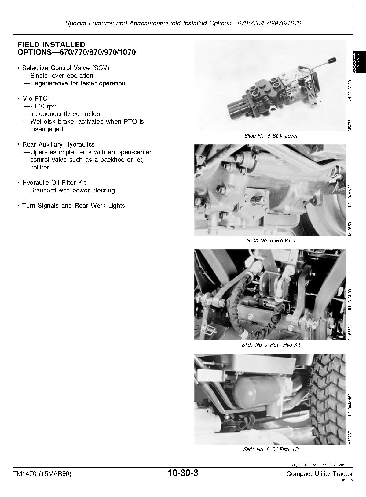 John Deere 1070 670 770 790 870 970 Compact Utility Tractors Technical Manual TM1470 (2)