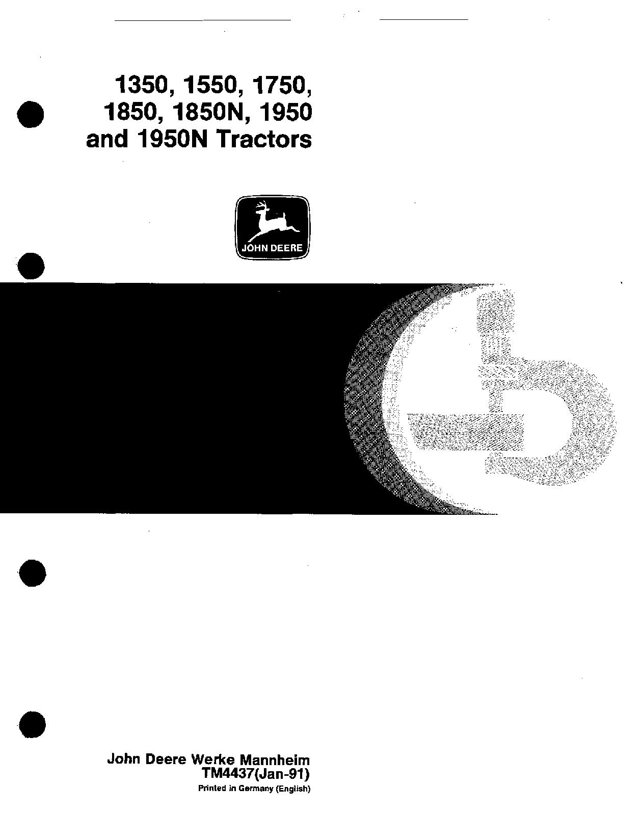 John Deere 1350 1550 1750 1850 1850N 1950 1950N Tractors Repair Manual TM4437 (1)
