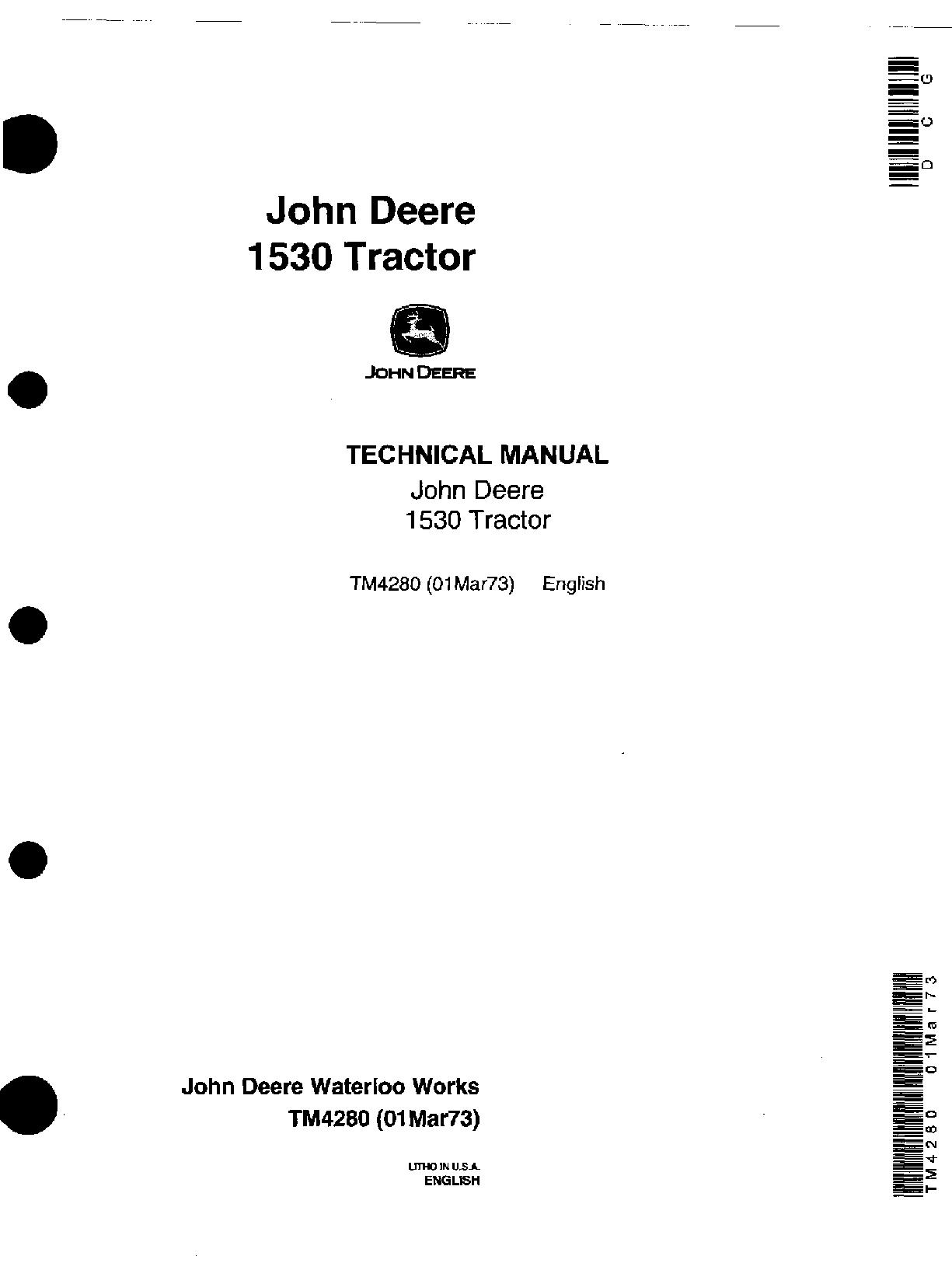John Deere 1530 Tractors Technical Service Manual TM4280 (1)