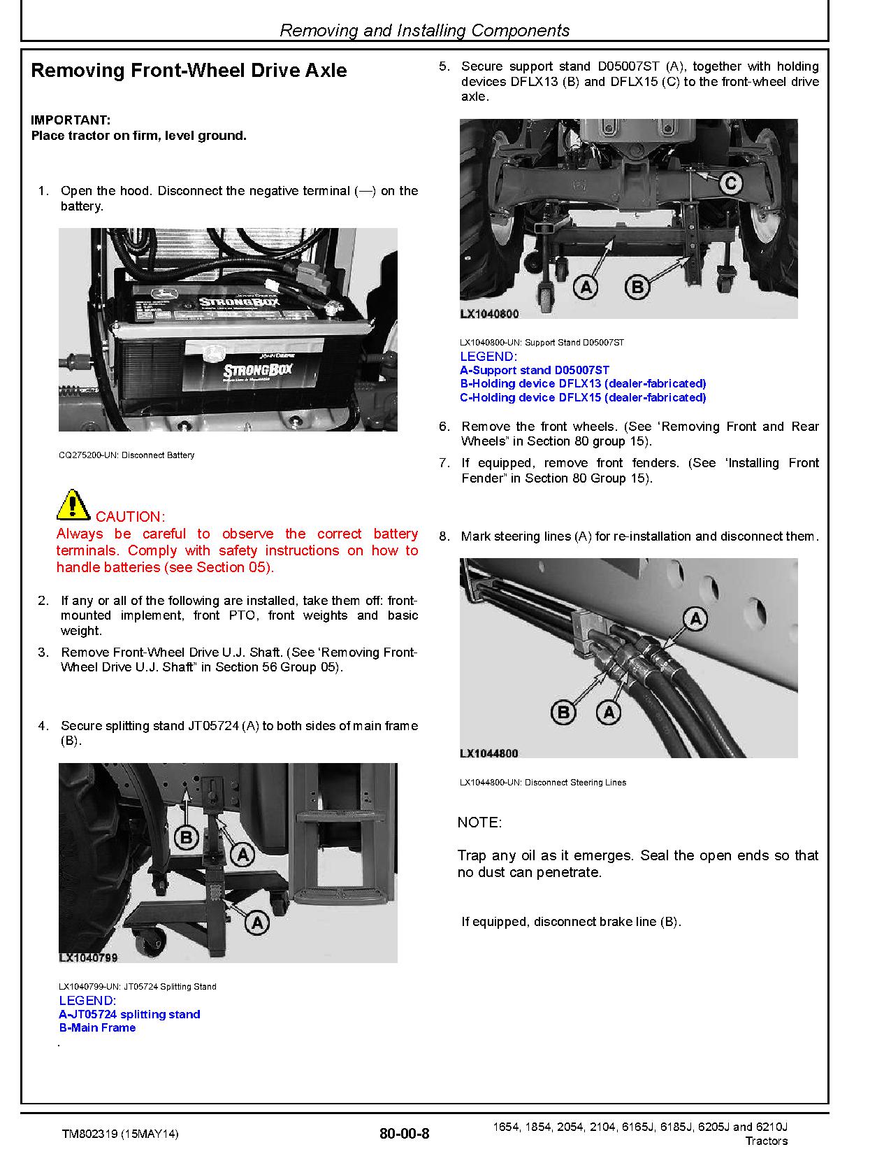 John Deere 1654 1854 2054 2104 China 6165J 6185J 6205J 6210J Asia Tractors Repair Manual TM802319 (4)