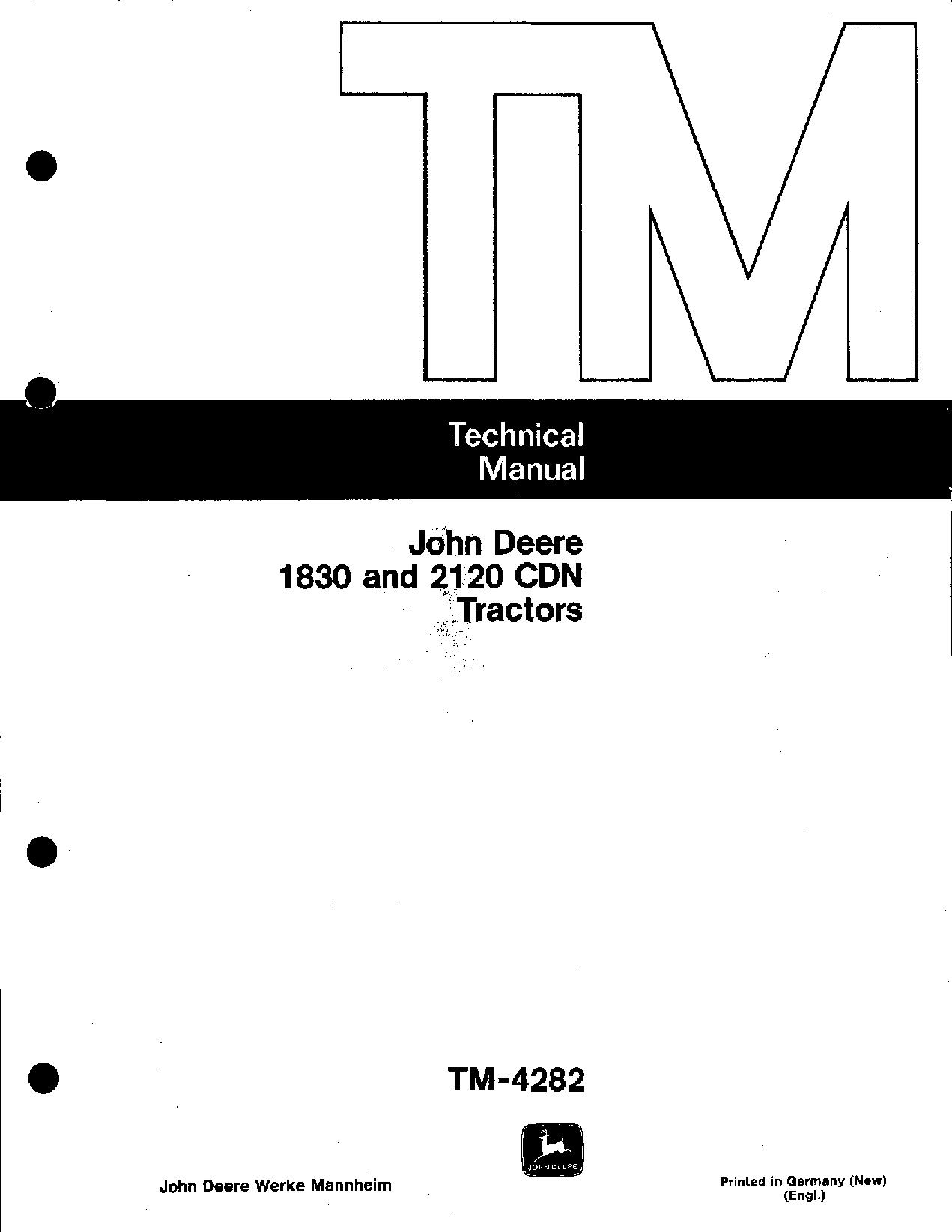John Deere 1830 2120 Tractors Technical Manual TM4282 (1)