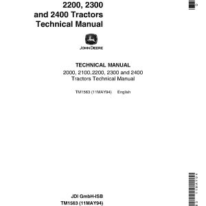 John Deere 2000 2100 2200 2300 2400 Tractors Technical Manual TM1563 (1)