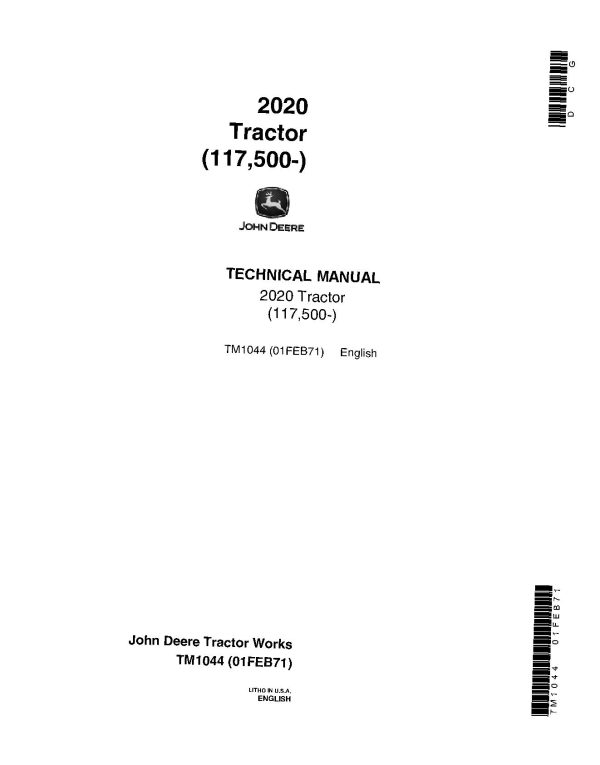 John Deere 2020 Tractors Technical Manual Tm1044 (1)