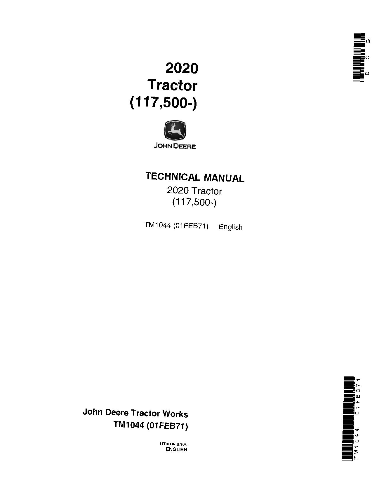 John Deere 2020 Tractors Technical Manual TM1044 (1)