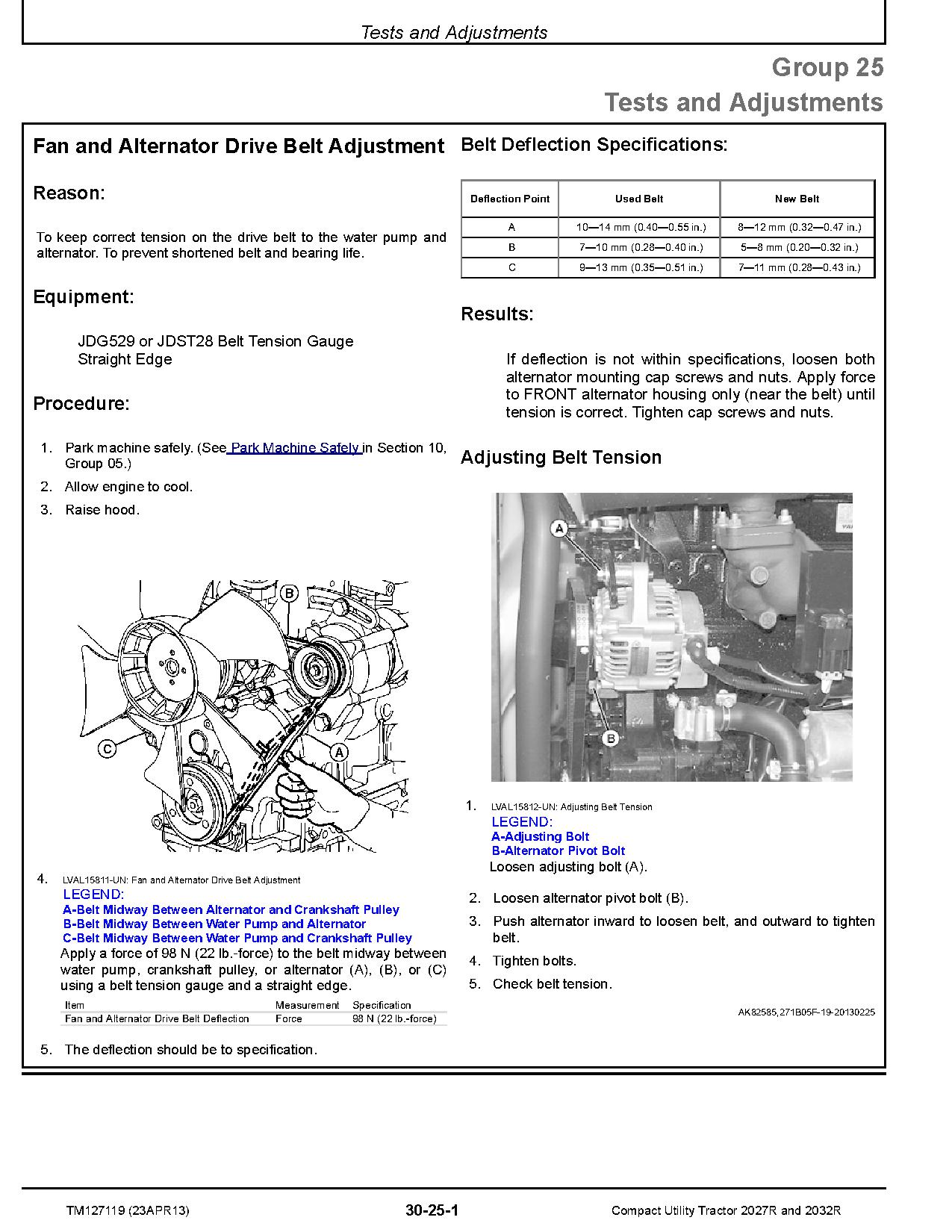 John Deere 2027R 2032R Compact Utility Tractors Operation Tests Repair Technical Manual TM127119 (2)