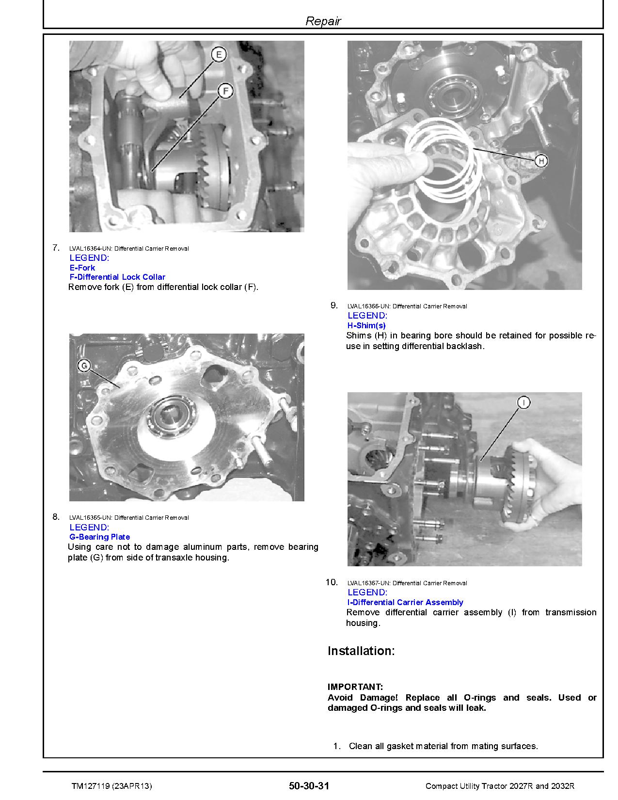 John Deere 2027R 2032R Compact Utility Tractors Operation Tests Repair Technical Manual TM127119 (4)