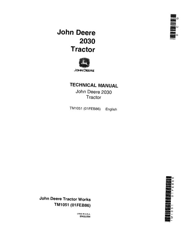 John Deere 2030 Utility Tractors Technical Manual TM1051 (1) John Deere 2030 Utility Tractors Technical Manual Tm1051 (1)