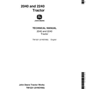 John Deere 2040 2240 Tractors Technical Manual TM1221 (1)