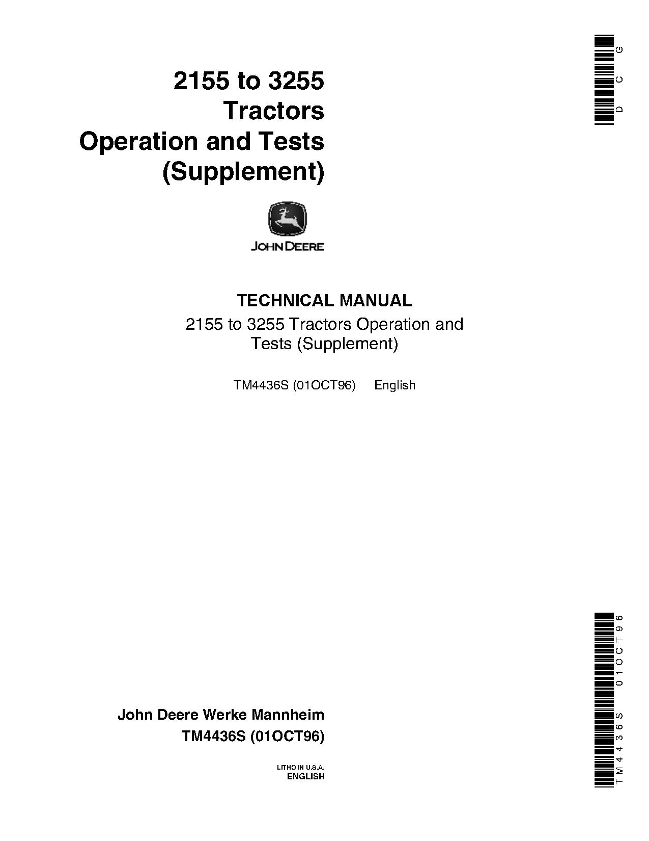 John Deere 2155 2355 2355N 2555 2755 2855 2855N 2955 3155 Tractors Diagnostic Manual TM4436 (1)