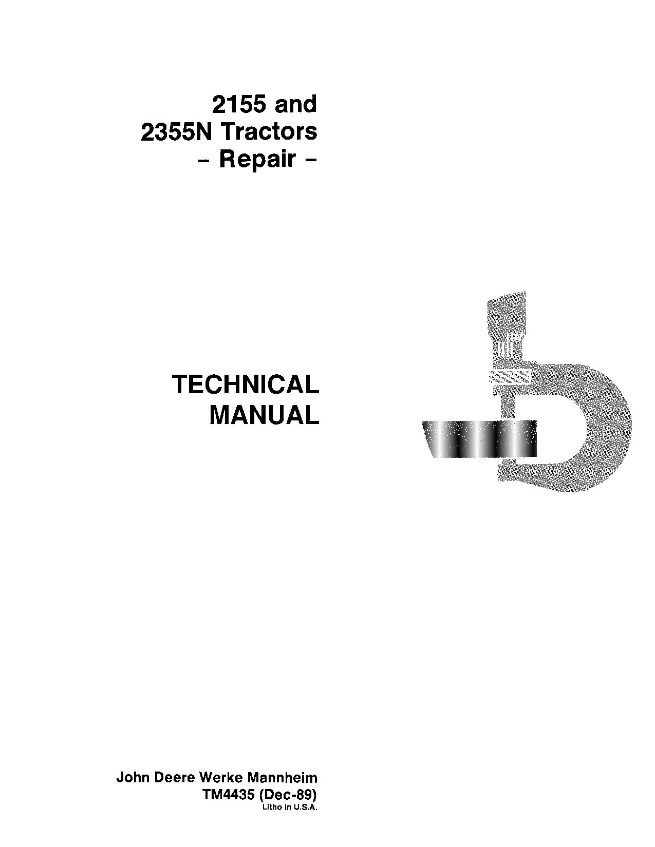 John Deere 2155 2355N Tractors Repair Manual TM4435 (1)