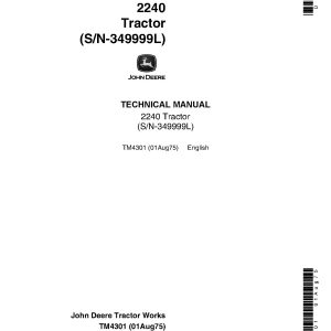 John Deere 2240 Utility Tractors Technical Manual TM4301 (1)