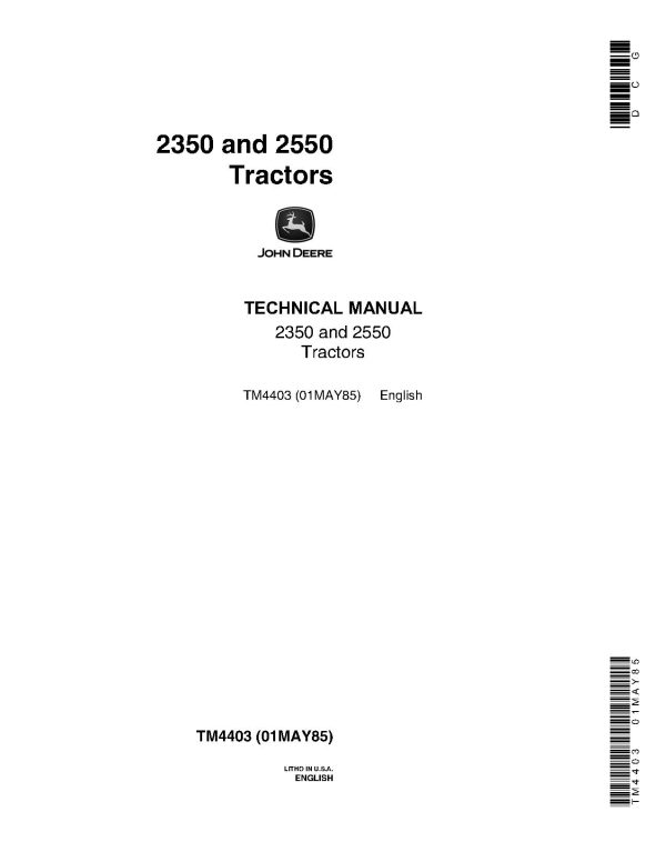 John Deere 2350 2550 Utility Tractors Technical Manual TM4403 (1) John Deere 2350 2550 Utility Tractors Technical Manual Tm4403 (1)