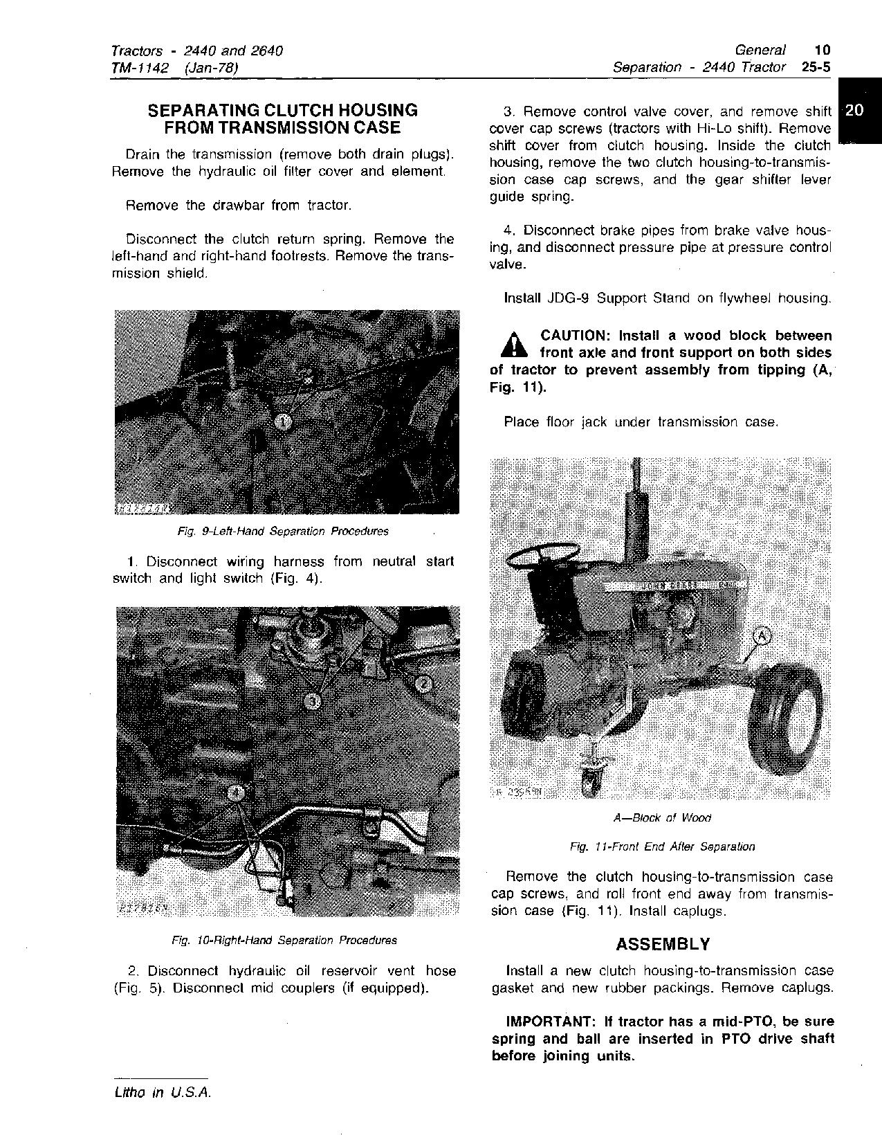 John Deere 2440 2640 Tractors Technical Manual TM1142 (2)