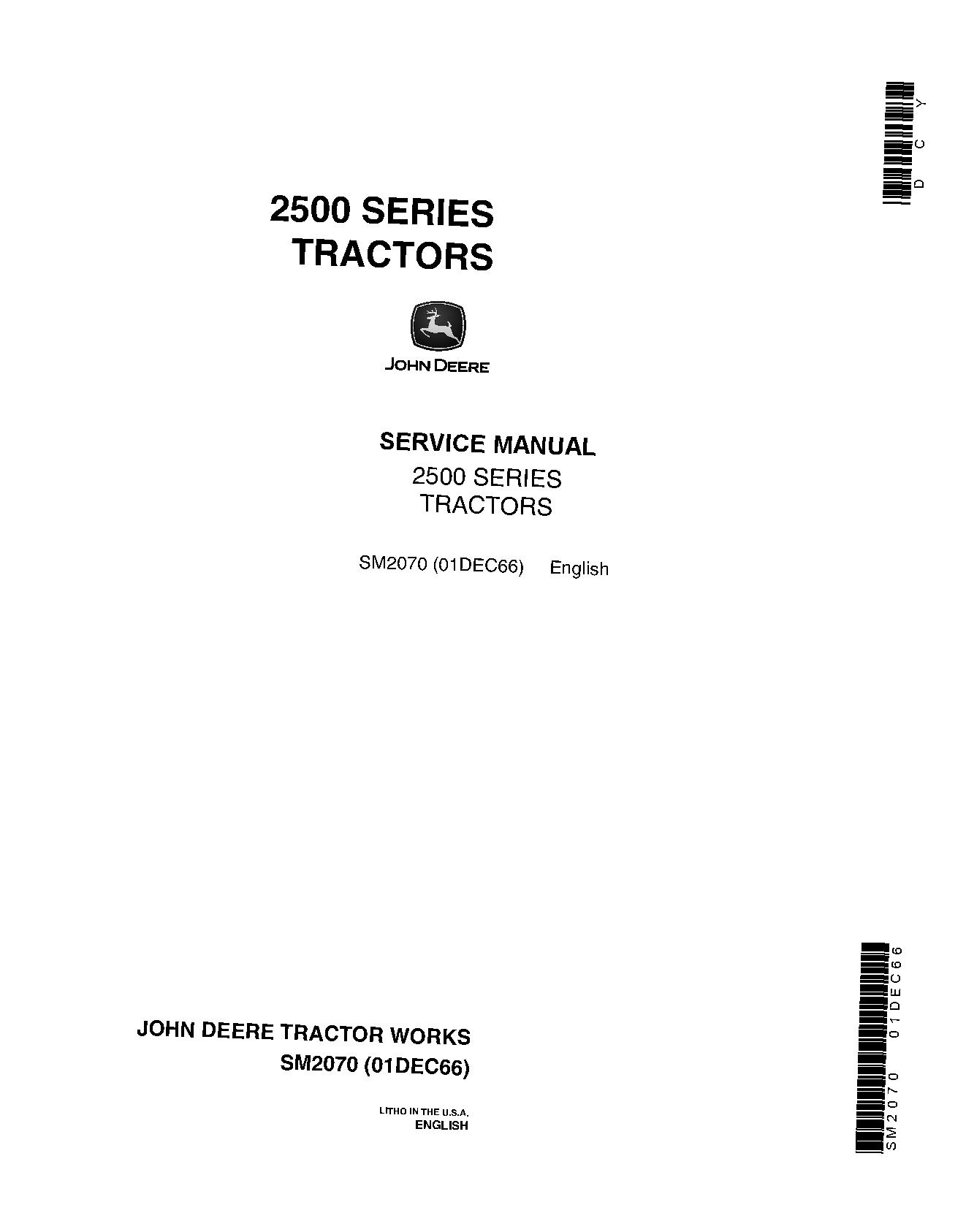 John Deere 2510 Row Crop Tractors Service Manual SM2070 (1)