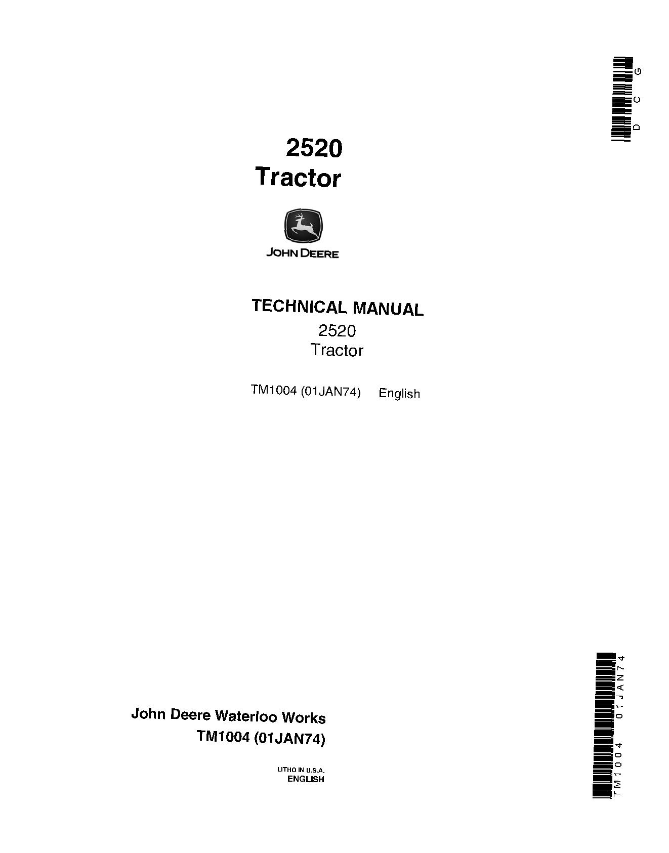 John Deere 2520 Tractors Technical Manual TM1004 (1)