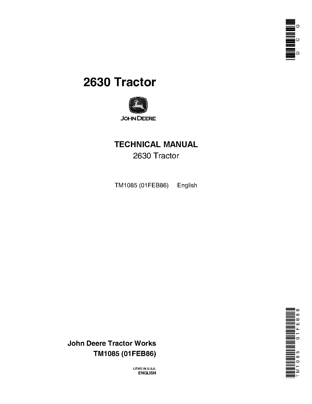 John Deere 2630 Utility Tractors Technical Manual TM1085 (1)