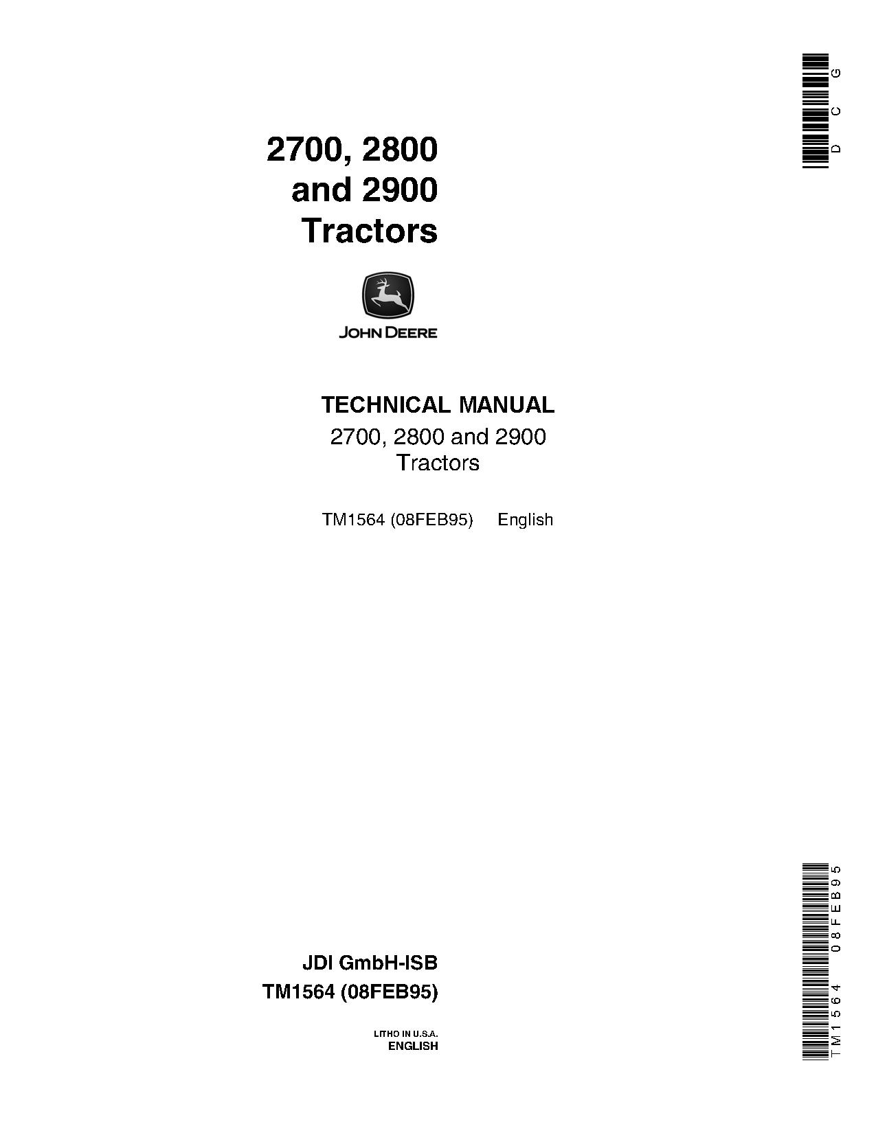 John Deere 2700 2800 2900 Tractors Technical Manual TM1564 (1)