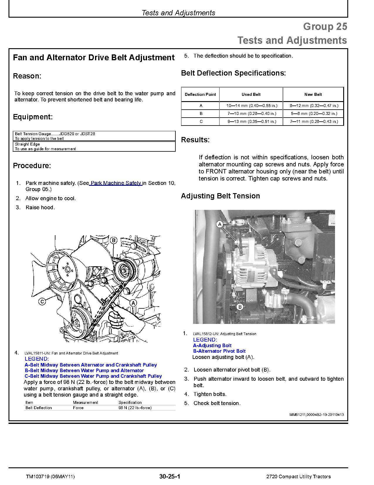 John Deere 2720 Compact Utility Tractors Repair Test Adjustments Technical Manual TM103719 (2)