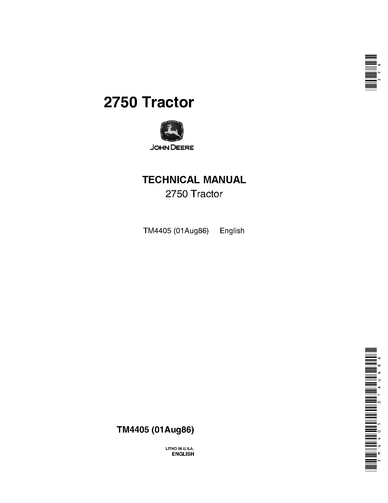 John Deere 2750 Tractors Technical Manual TM4405 (2)