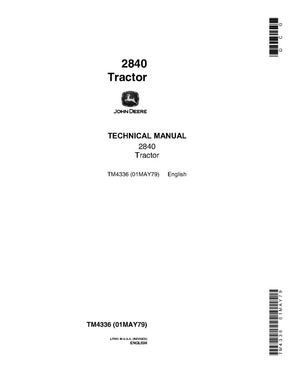 John Deere 2840 Utility Tractors Technical Manual Tm4336 (1)