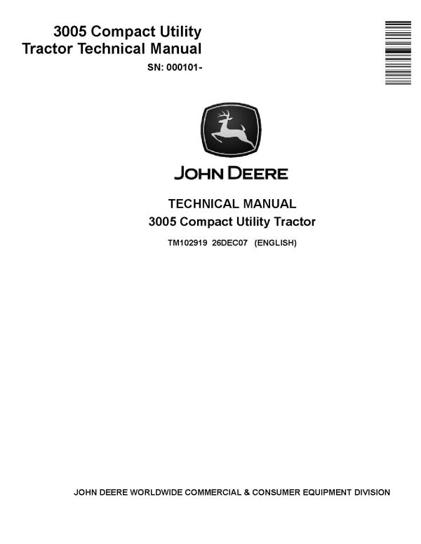 John Deere 3005 Compact Utility Tractors Technical Manual Tm102919 (1)