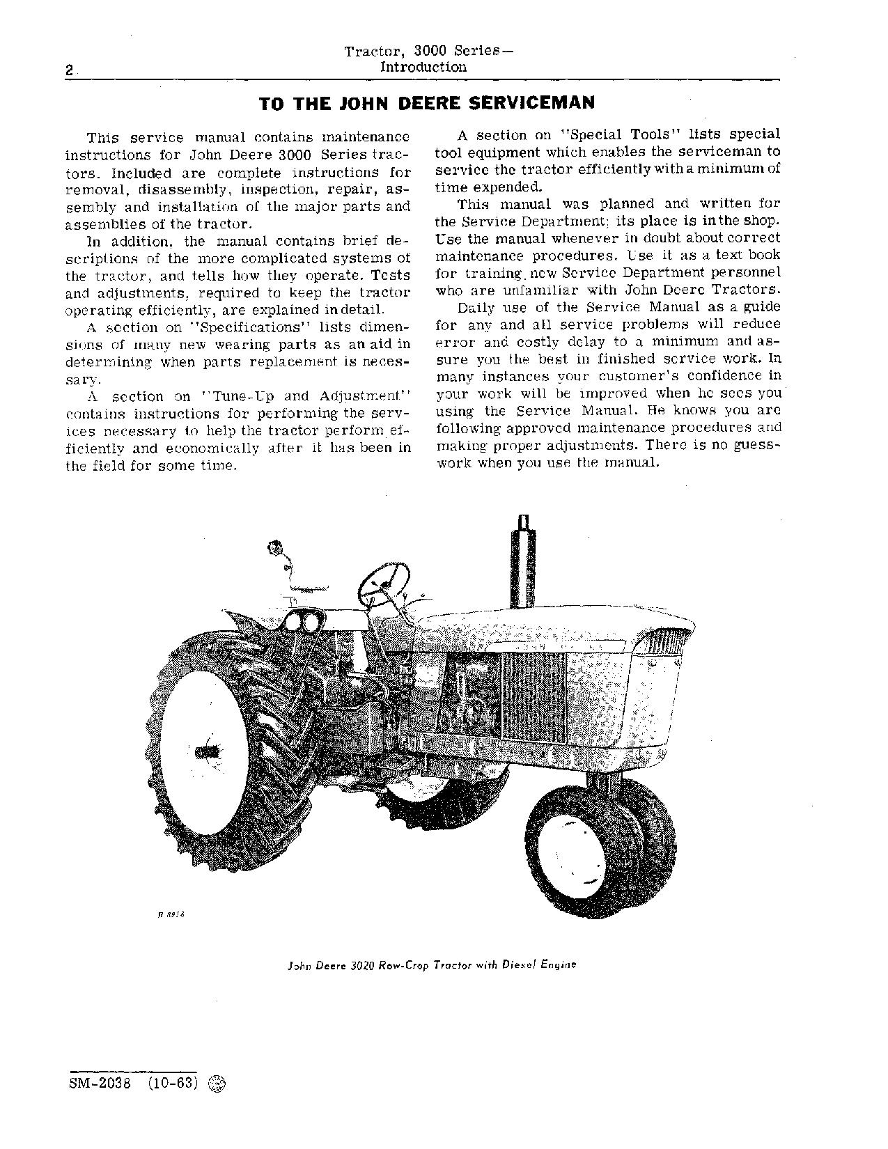 John Deere 3010 3020 Tractors Service Manual SM2038 (2)