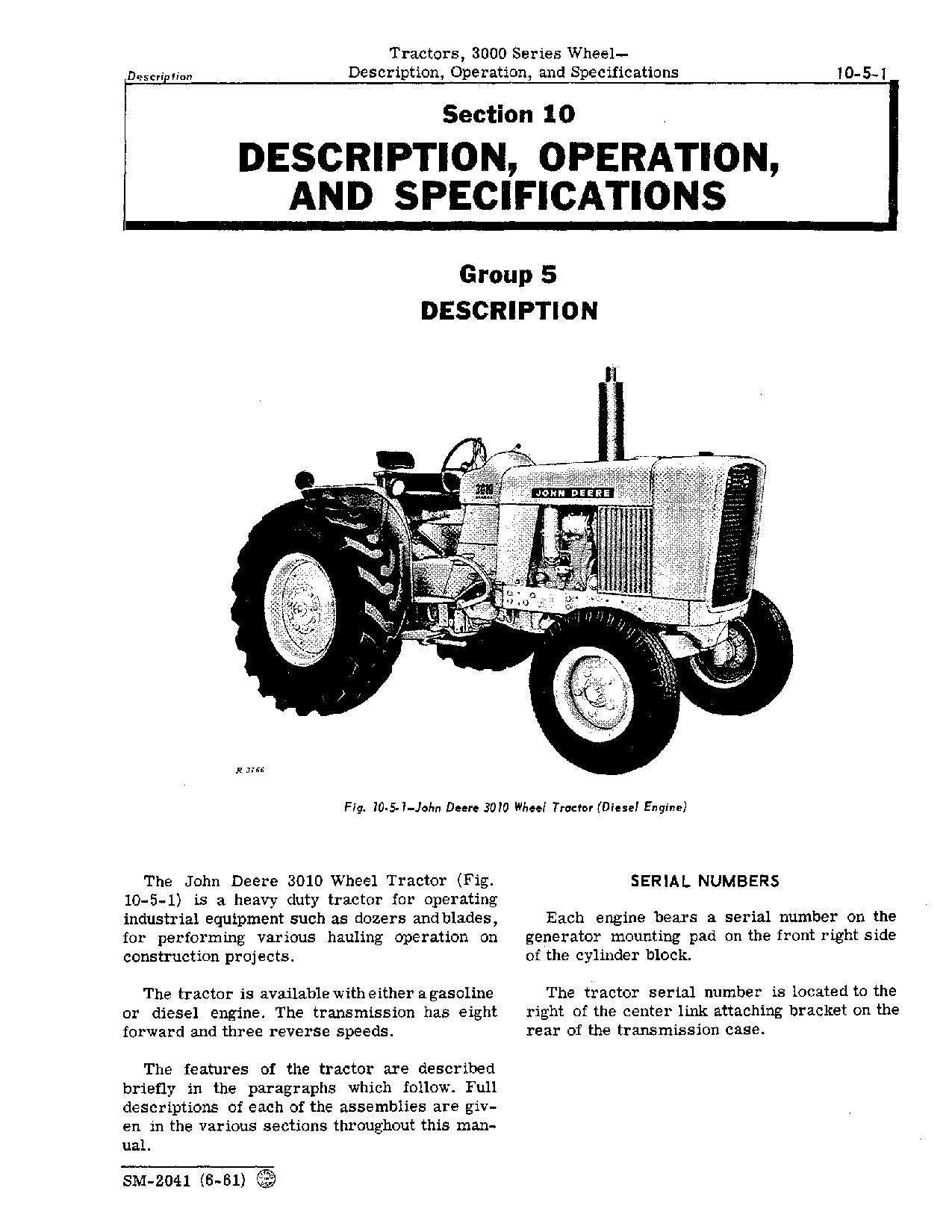 John Deere 3010 Tractors Service Manual SM2041 (2)