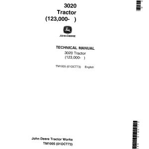 John Deere 3020 Tractors Technical Manual TM1005 (1)