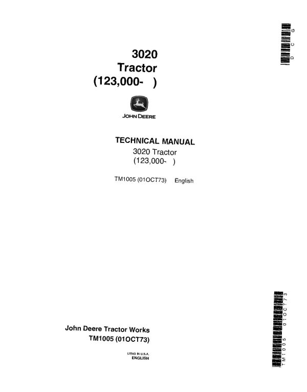 John Deere 3020 Tractors Technical Manual Tm1005 (1)