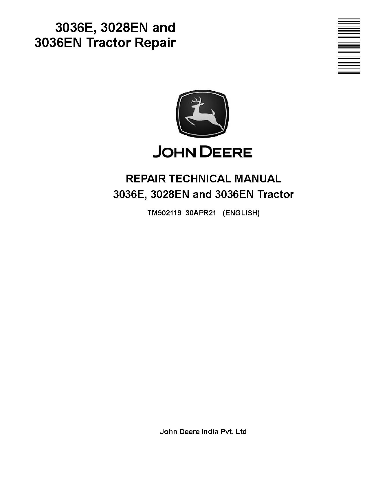 John Deere 3028EN 3036E 3036EN Tractors Repair Manual TM902119 (1)