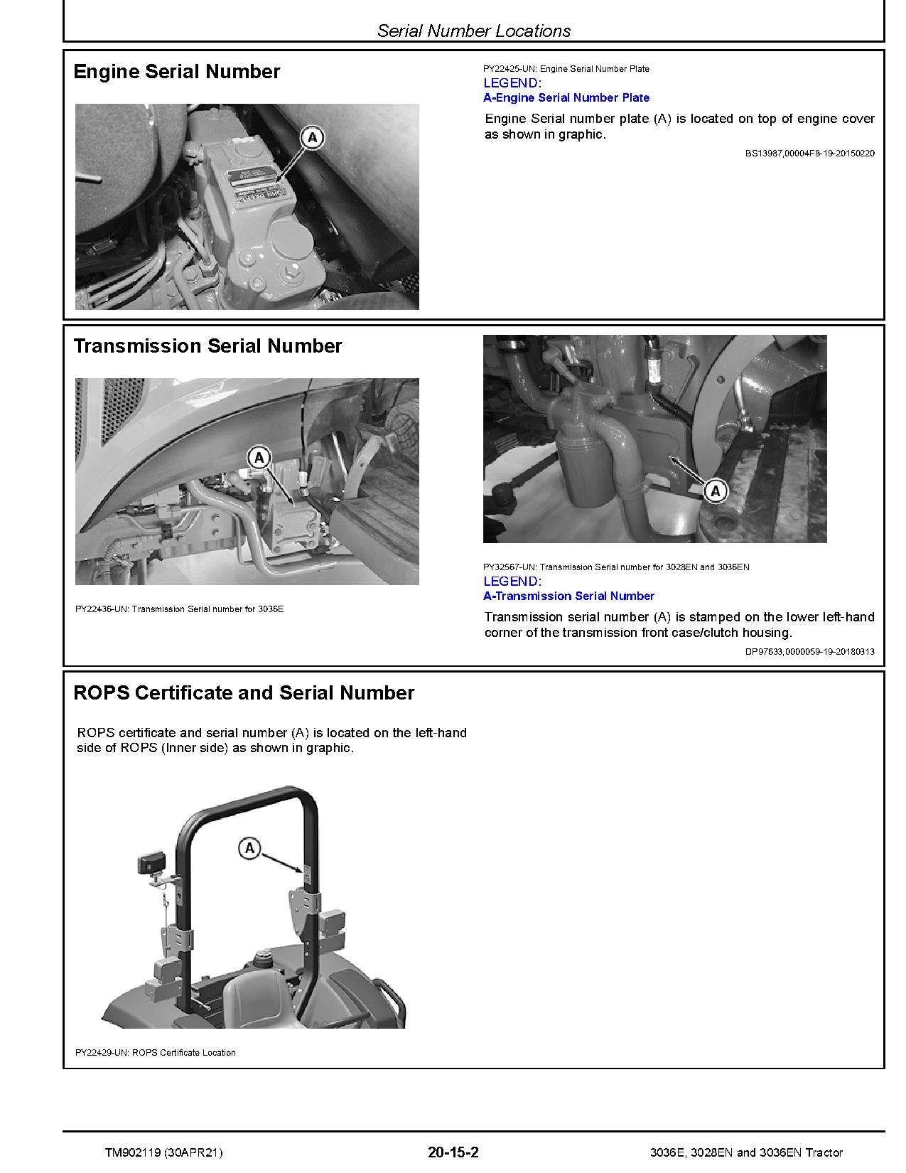 John Deere 3028EN 3036E 3036EN Tractors Repair Manual TM902119 (2)