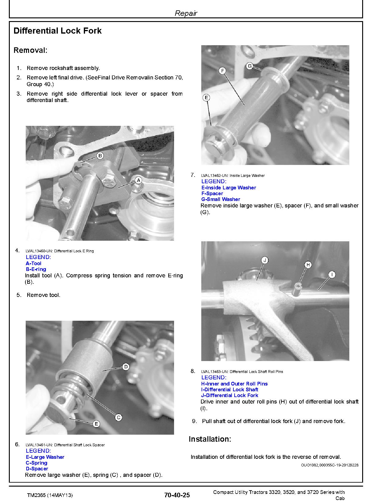 John Deere 3320 3520 3720 Compact Utility Tractors with Cab Repair Test Adjustments Technical Manual TM2365 (4)