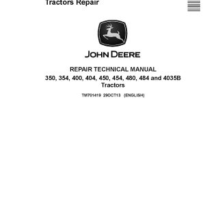 John Deere 350 354 400 404 450 454 480 484 China 4035B Tractors Repair Manual TM701419 (1)