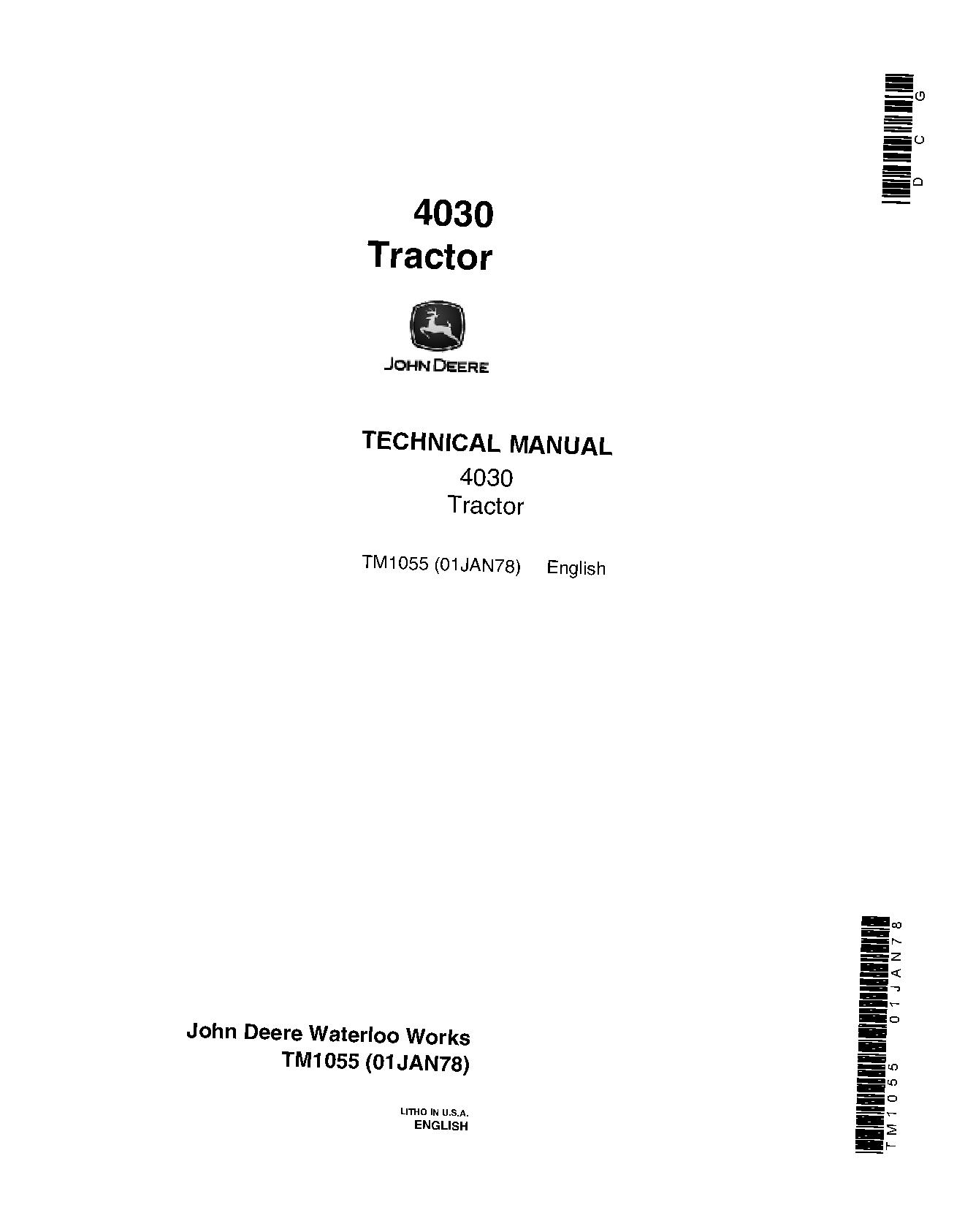 John Deere 4030 Row Crop Tractors Technical Manual TM1055 (1)