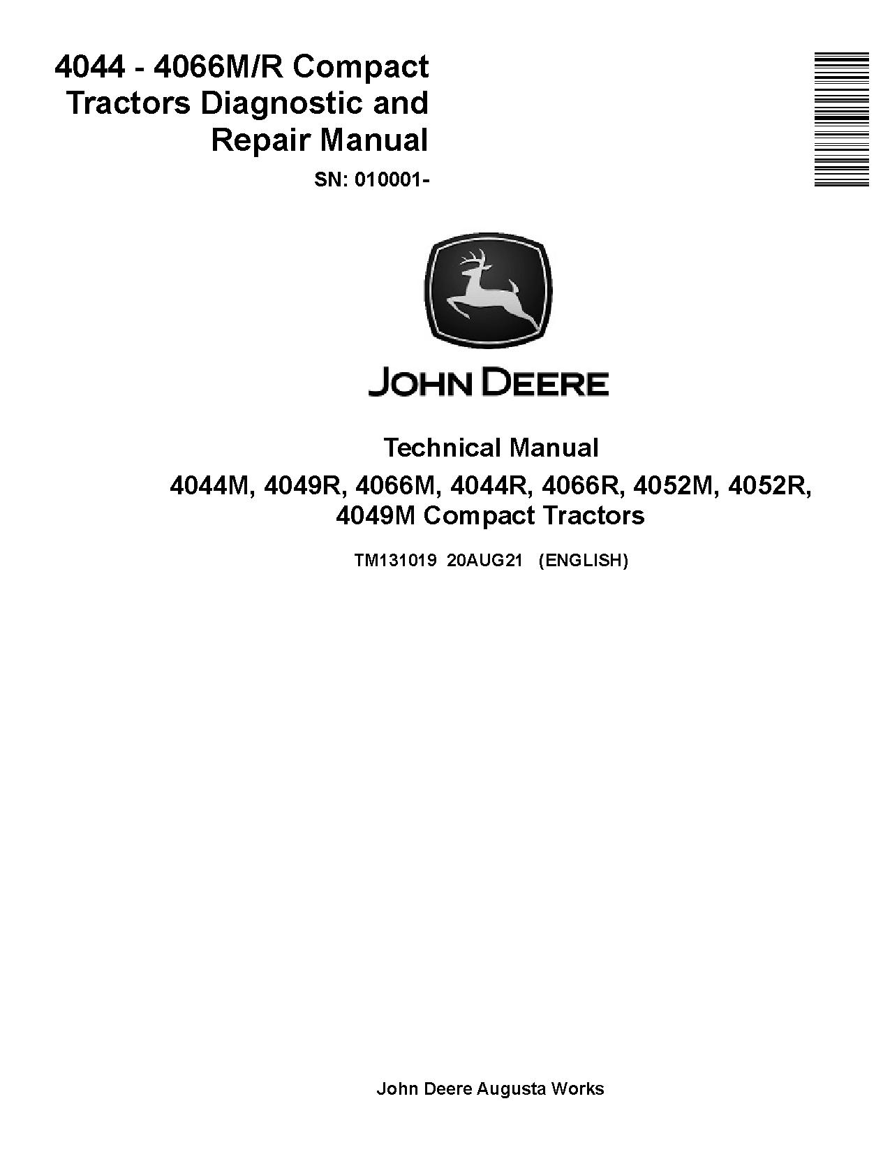 John Deere 4044M 4044R 4049M 4049R 4052M 4052R 4066M 4066R Compact Utility Tractors Technical Manual TM131019 (1)