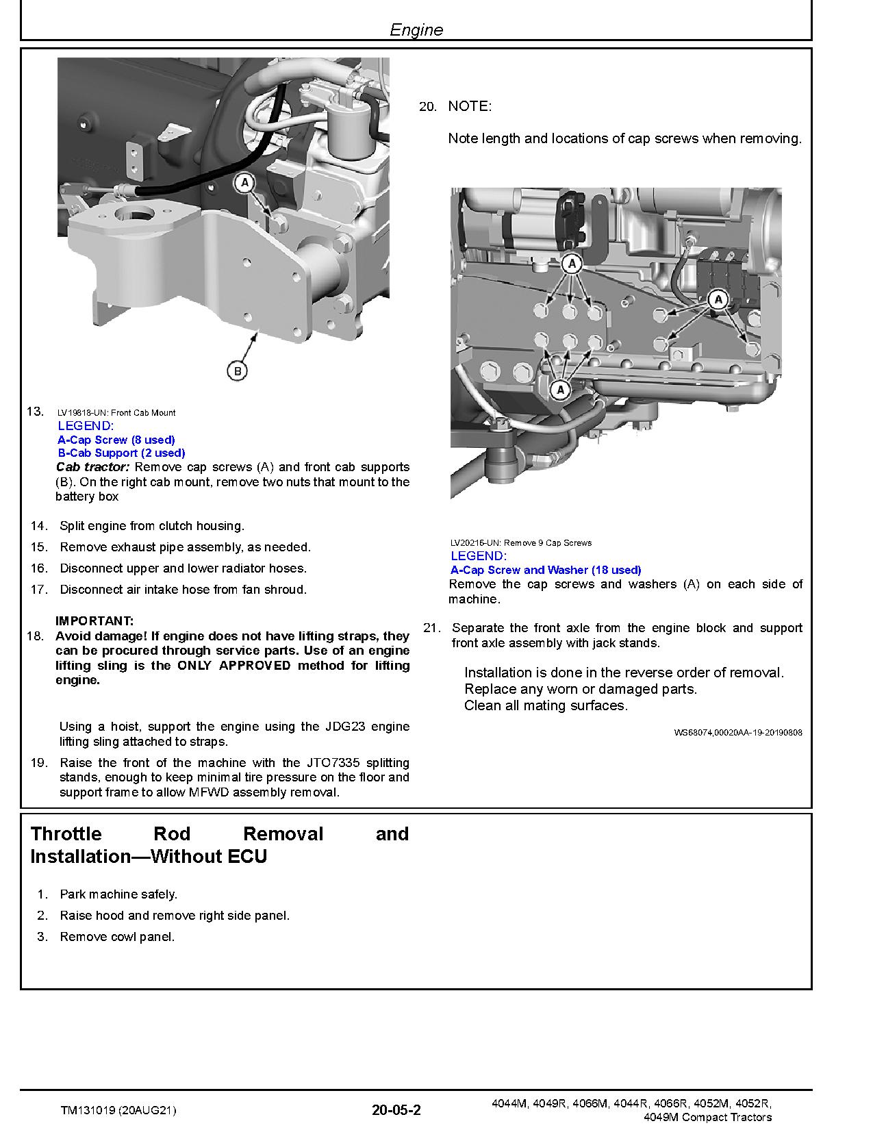 John Deere 4044M 4044R 4049M 4049R 4052M 4052R 4066M 4066R Compact Utility Tractors Technical Manual TM131019 (2)