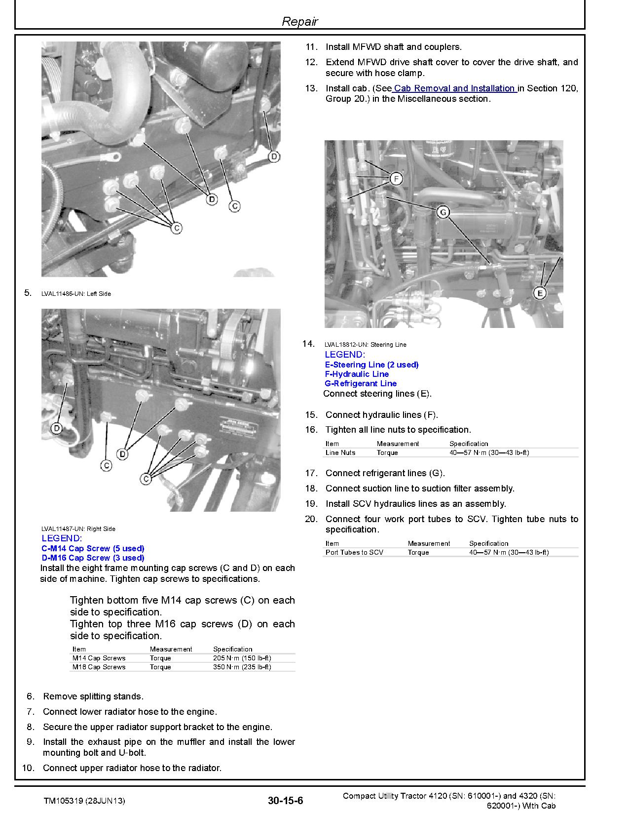 John Deere 4120 4320 Compact Utility Tractors with Cab Technical Manual TM105319 (2)