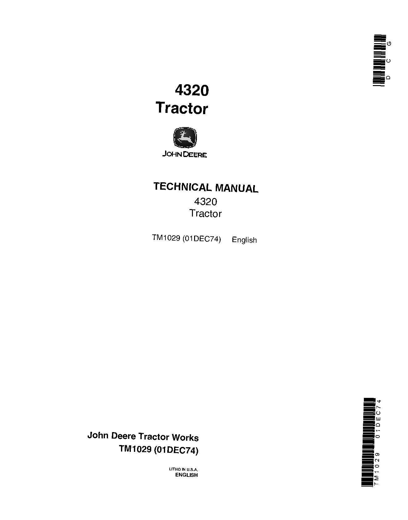John Deere 4320 Row Crop Tractors Technical Manual TM1029 (1)