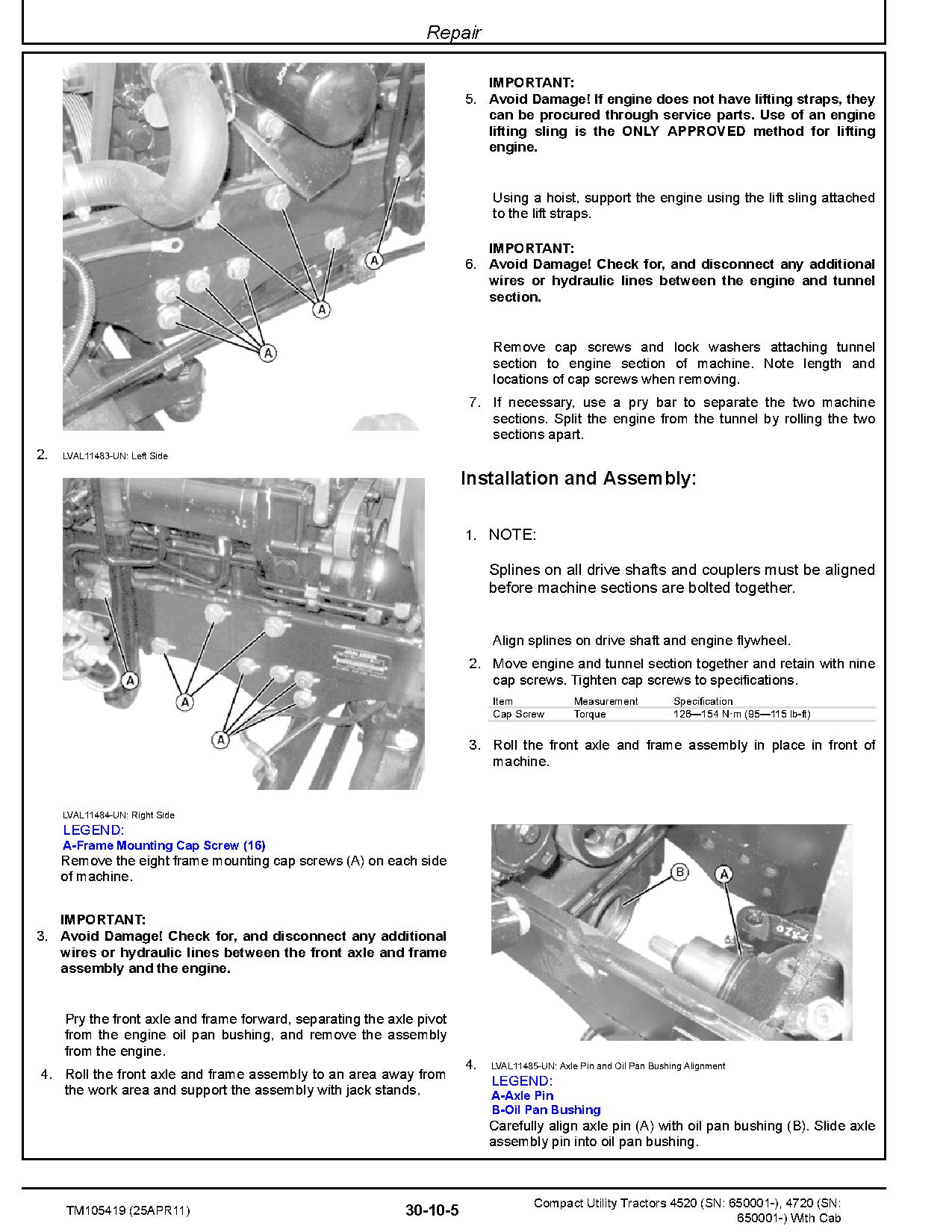 John Deere 4520 4720 Compact Utility Tractors with Cab Technical Manual TM105419 (2)
