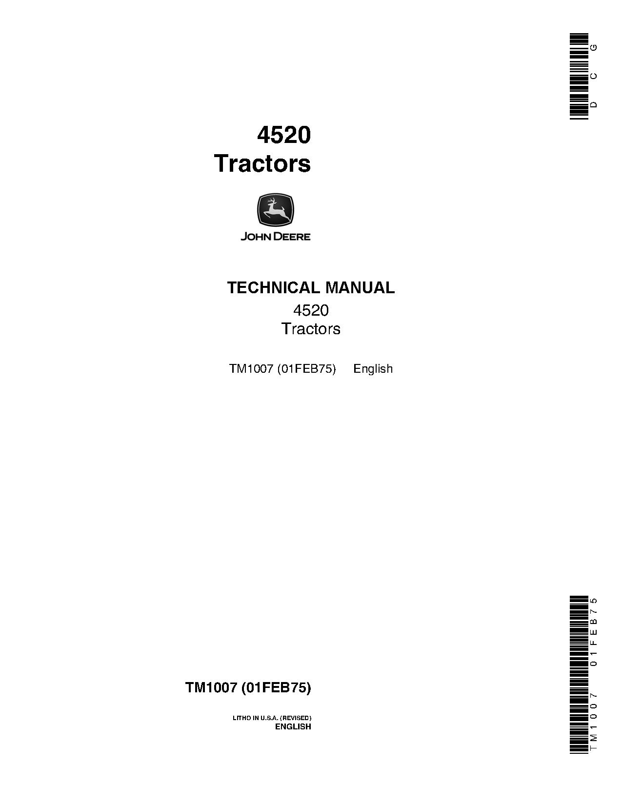 John Deere 4520 Row Crop Tractors Technical Manual TM1007 (1)