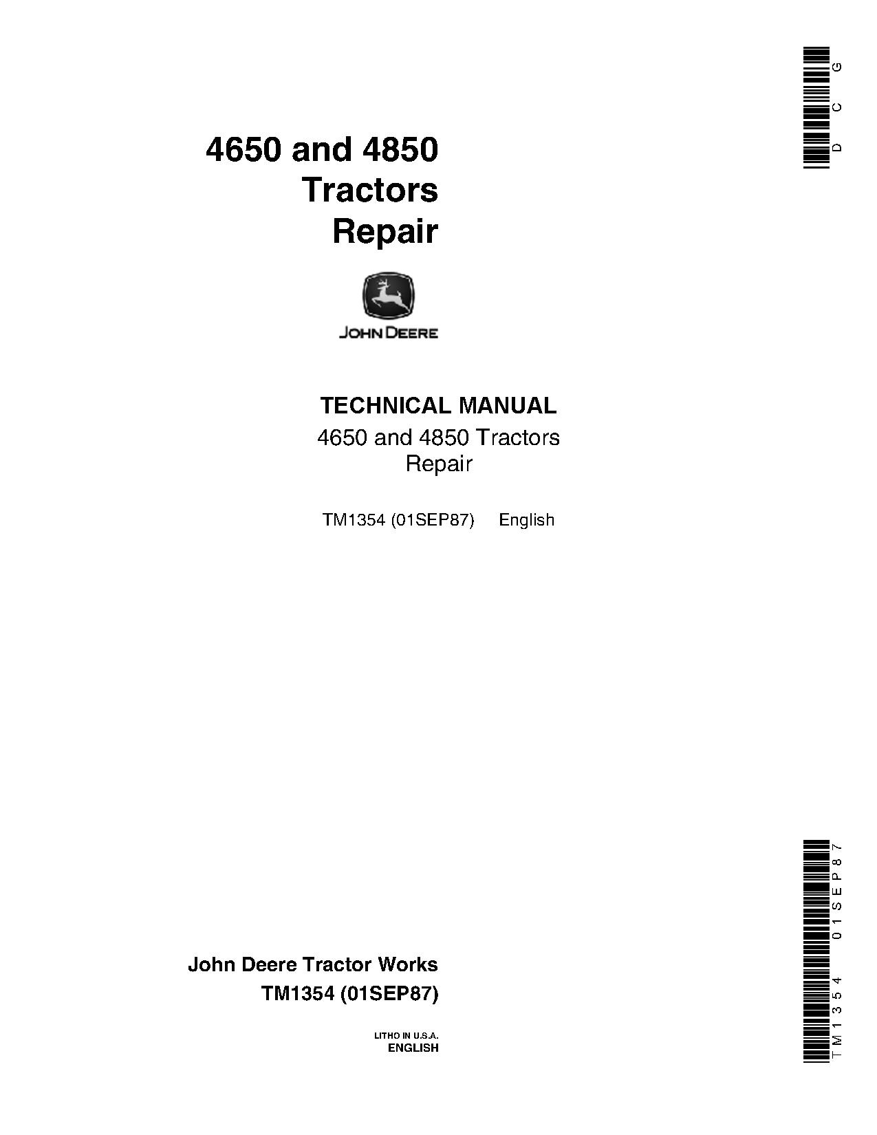 John Deere 4650 4850 Tractors Repair Manual TM1354 (1)