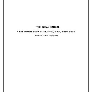 John Deere 5 750 5 754 5 800 5 804 5 850 5 854 China Tractors Technical Manual TM700119 (1)