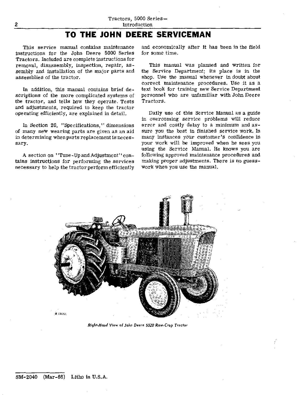 John Deere 5010 5020 Tractors Service Manual SM2040 (2)